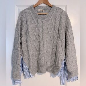 Anthropologie Cable Knit Sweater with Layered Detailing- Excellent Condition